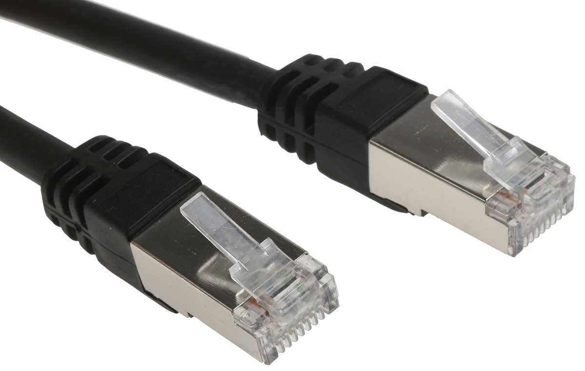 RS PRO, 25m Cat6, Black RJ45 to Male RJ45 Male, F/UTP Shielded, Terminated LSZH Sheath