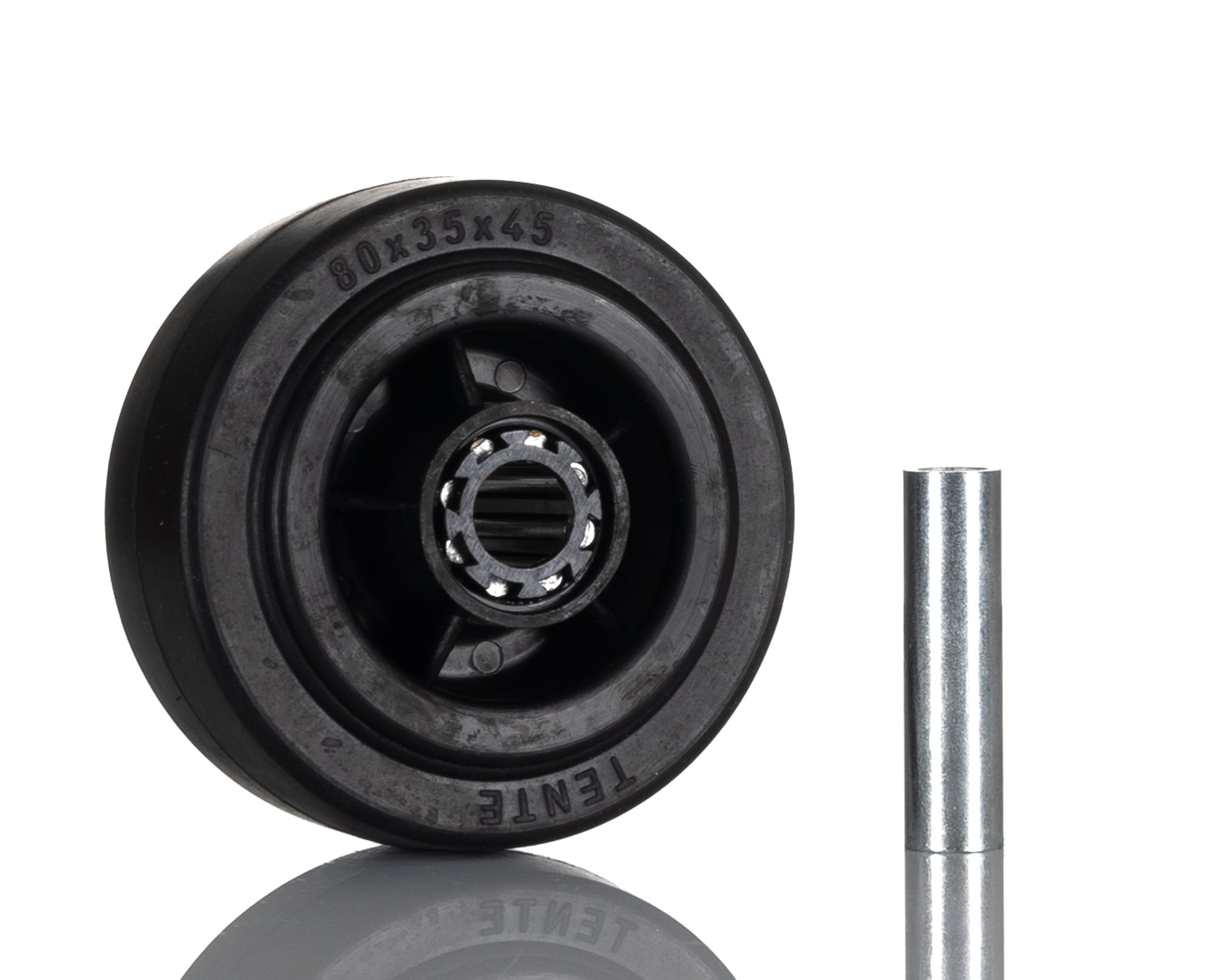 Tente Black Rubber Non-Marking Trolley Wheel, 70kg
