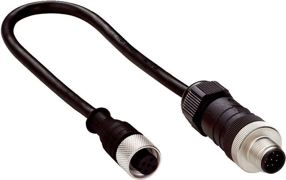 SICK Female 5 way M12 to Male 8 way M12 Connector Cable, 250 mm
