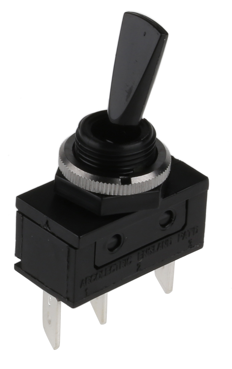 Arcolectric (Bulgin) Ltd Toggle Switch, Panel Mount, (On)-(On), SPDT, Tab Terminal, 250V ac