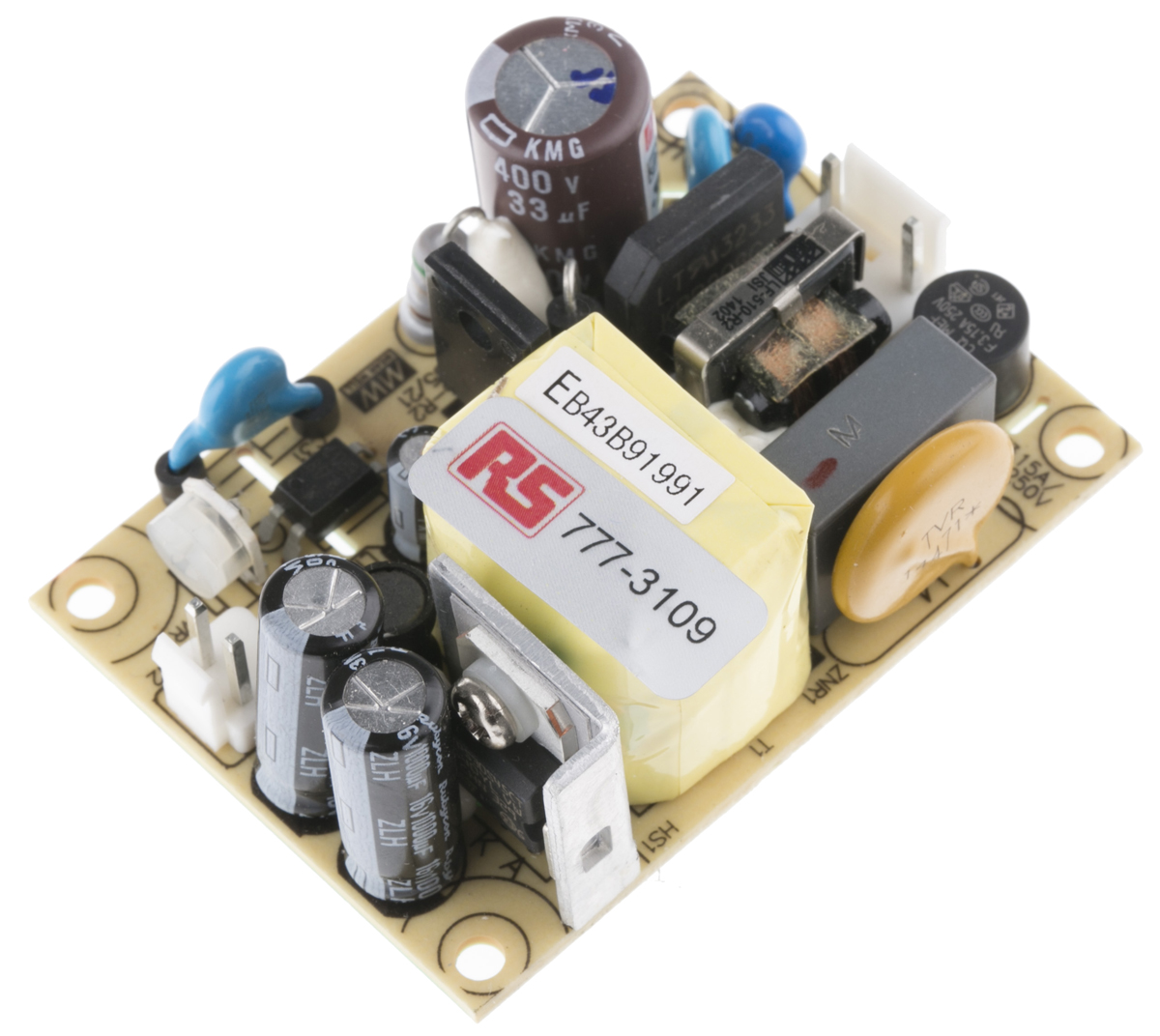 MEAN WELL Switching Power Supply, EPS-15-5, 5V dc, 3A, 15W, 1 Output, 120 → 370 V dc, 85 → 264 V ac Input