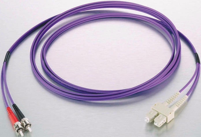 RS PRO LC to ST Duplex Multi Mode OM3 Fibre Optic Cable, 50/125μm, Purple, 10m