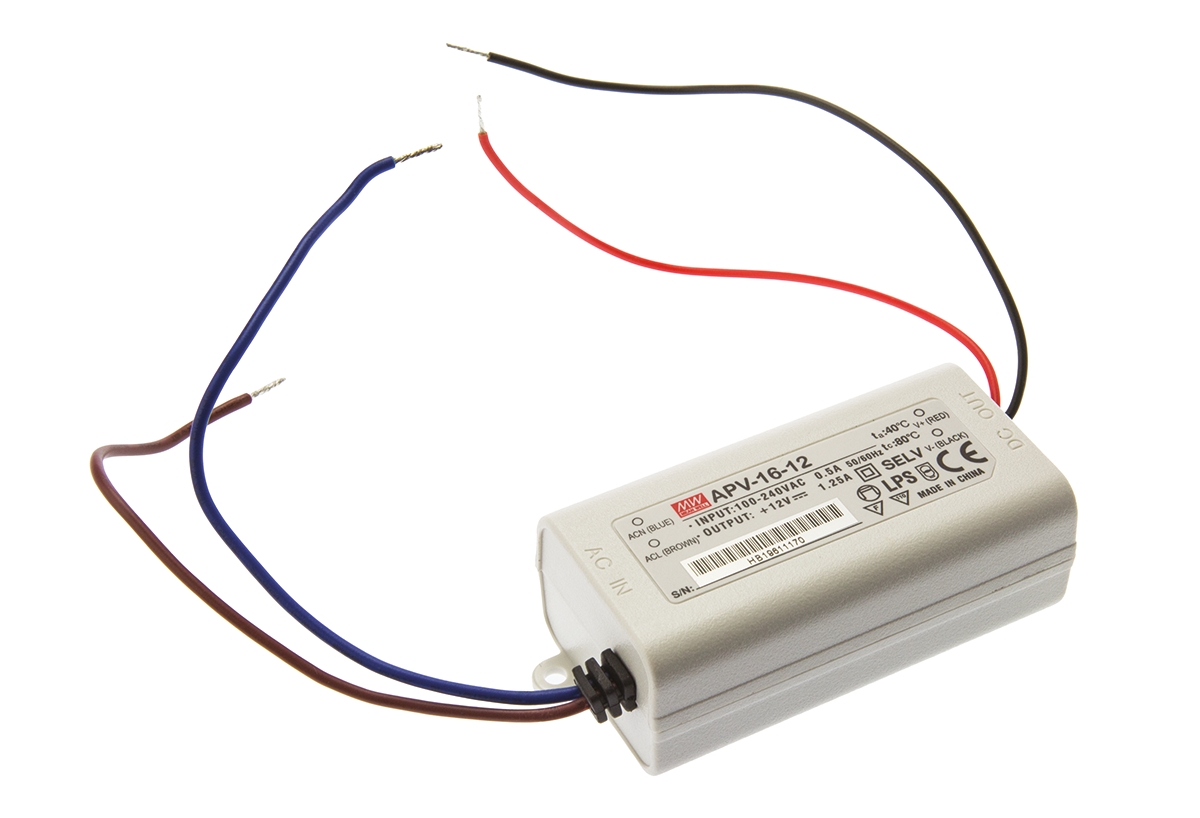 MEAN WELL LED Driver, 12V Output, 15W Output, 1.25A Output, Constant Voltage