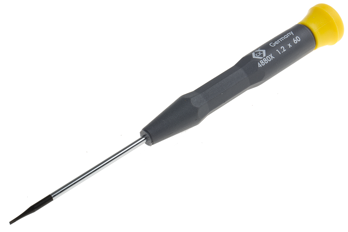 CK Slotted Precision Screwdriver, 1,2 mm Tip, 60 mm Blade, 157 mm Overall