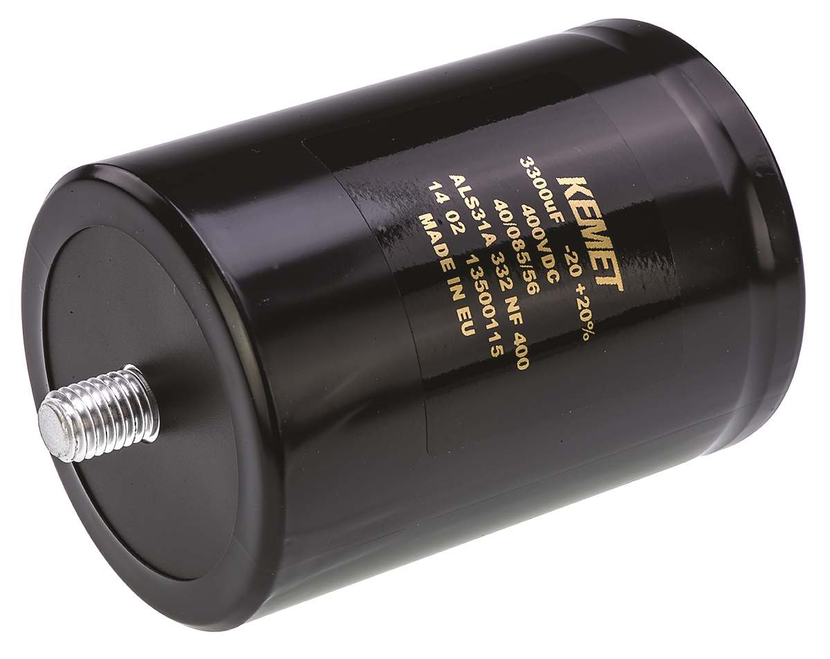 KEMET 3300μF Aluminium Electrolytic Capacitor 400V dc, Screw Terminal - ALS31A332NF400