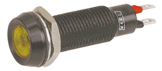 Marl Yellow Panel Mount Indicator, 8.1mm Mounting Hole Size, Solder Tab Termination, IP67
