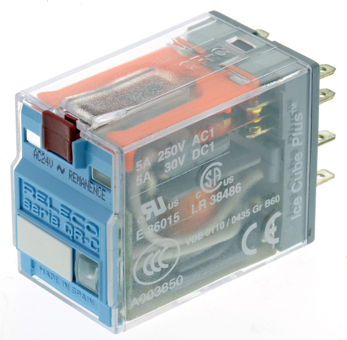 Releco Plug In Latching Power Relay, 24V ac Coil, 5A Switching Current, DPDT