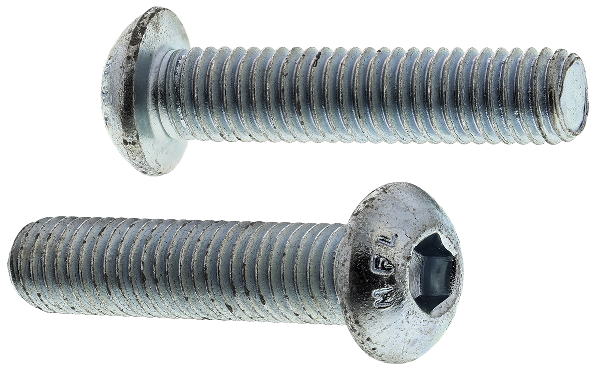 RS PRO Bright Zinc Plated Steel Hex Socket Button Screw, ISO 7380, M8 x 35mm