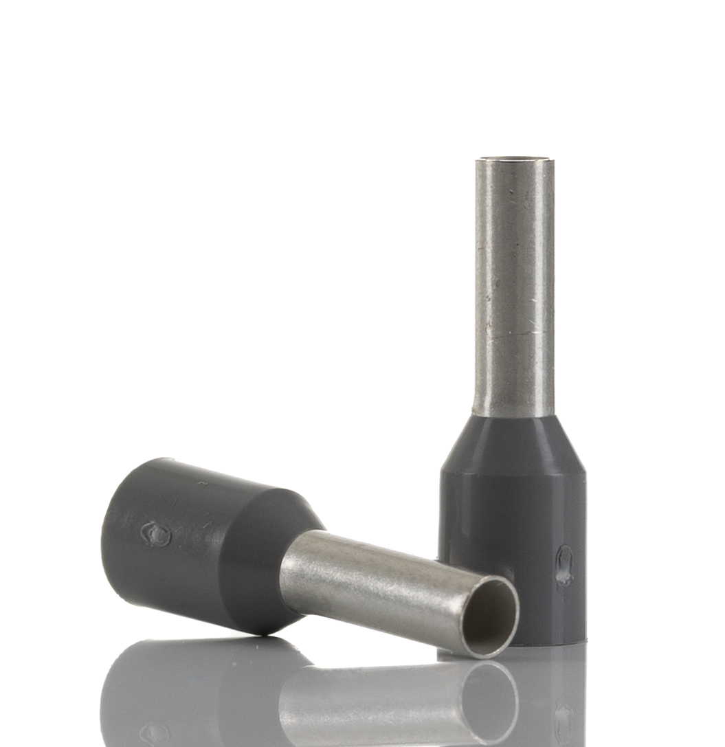 Phoenix Contact, AI Insulated Crimp Bootlace Ferrule, 8mm Pin Length, 2.3mm Pin Diameter, 2.5mm² Wire Size, Grey