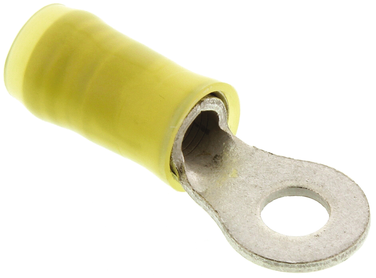 TE Connectivity, PIDG Insulated Ring Terminal, M4 Stud Size, 2.6mm² to 6.6mm² Wire Size, Yellow