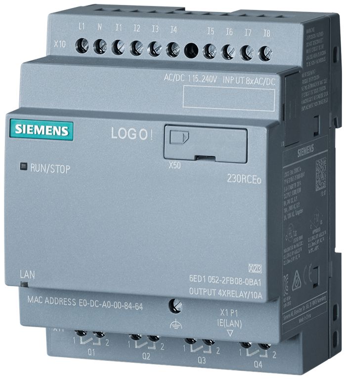 Siemens LOGO! Series Logic Module for Use with LOGO! 8.4, 115 V ac/dc, 230 V ac/dc Supply, Relay Output, 8-Input,