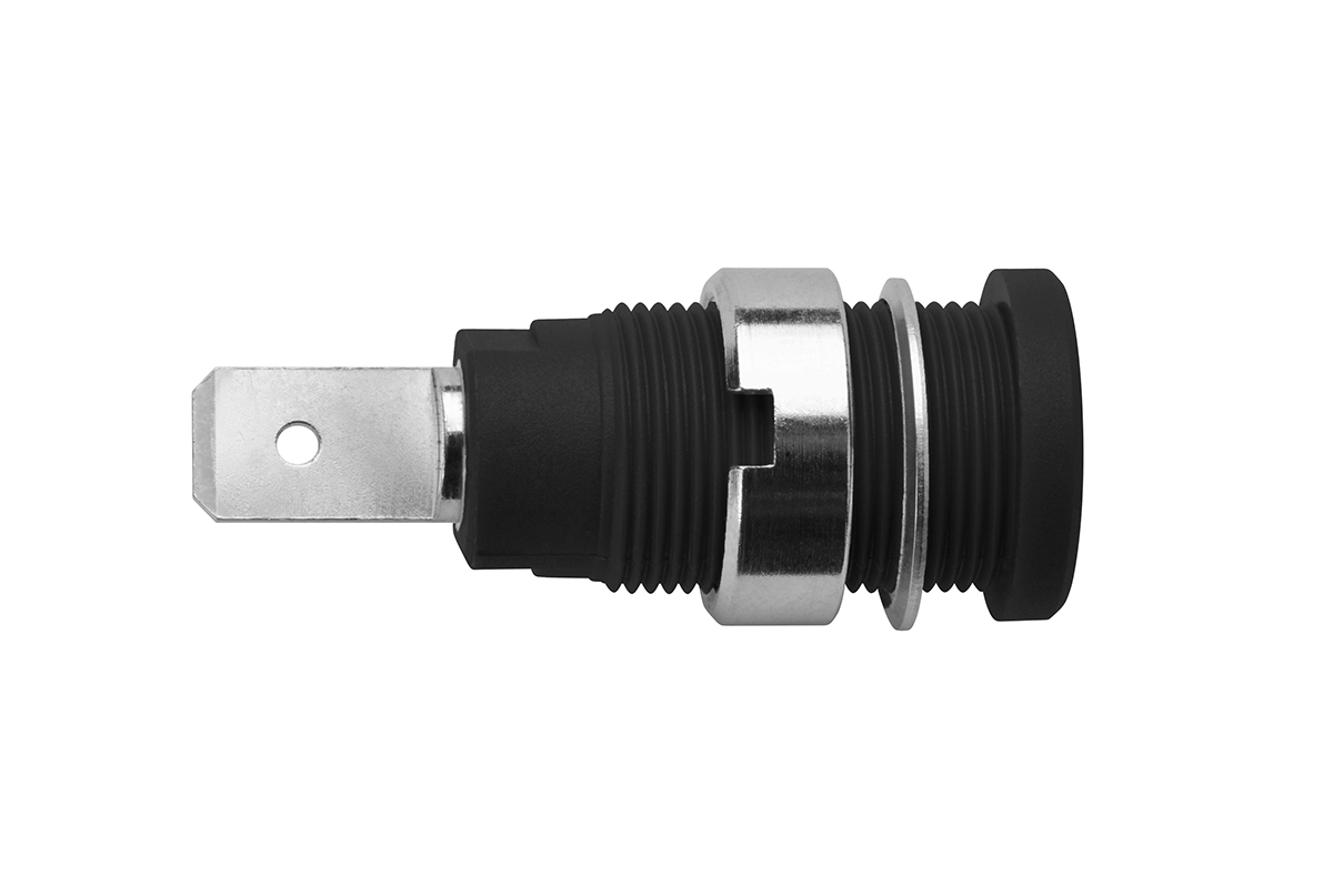 Schutzinger Black Female Banana Socket, 4 mm Connector, 24A, 1000V, Nickel Plating