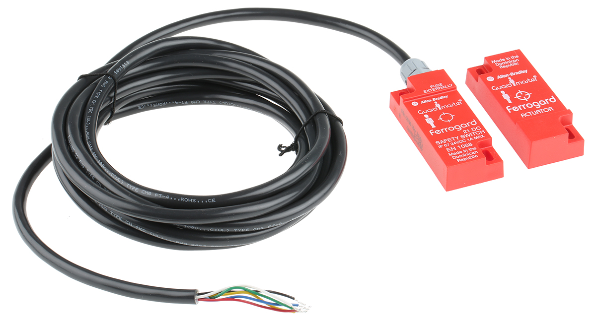 Allen Bradley Guardmaster 440N Series Magnetic Non-Contact Safety Switch, 24V dc, Plastic Housing, 2NC, 4m Cable