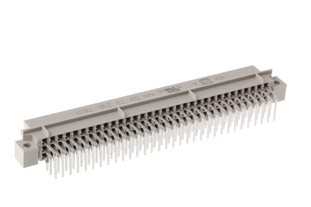HARTING 09 73 96 Way 2.54mm Pitch, Type R Class C3, 3 Row, Right Angle DIN 41612 Connector, Socket