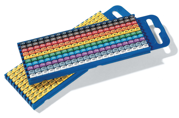 HellermannTyton WIC2 Snap On Clip On Cable Marker, Pre-printed "0, 1, 2, 3, 4, 5, 6, 7, 8, 9", 2.8 → 3.8mm
