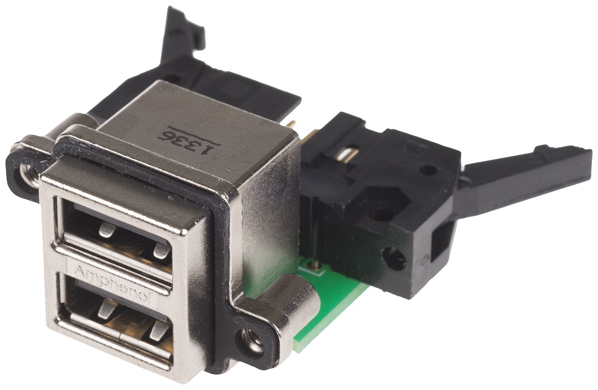 Amphenol Communications Solutions Right Angle, Through Hole, Socket- Dual Port Type A USB Connector