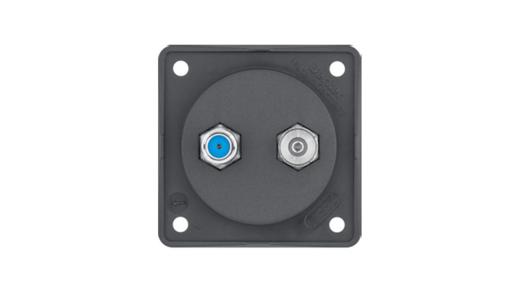F Anthracite Female 2 Outlet TV Aerial Connector, Flush Mount
