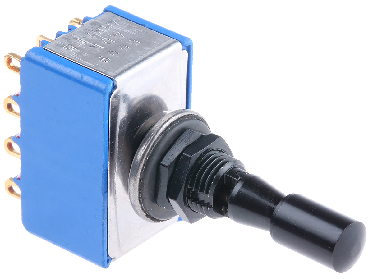 APEM Toggle Switch, Panel Mount, On-Off-On, 4PDT, Solder Lug Terminal, 30V dc