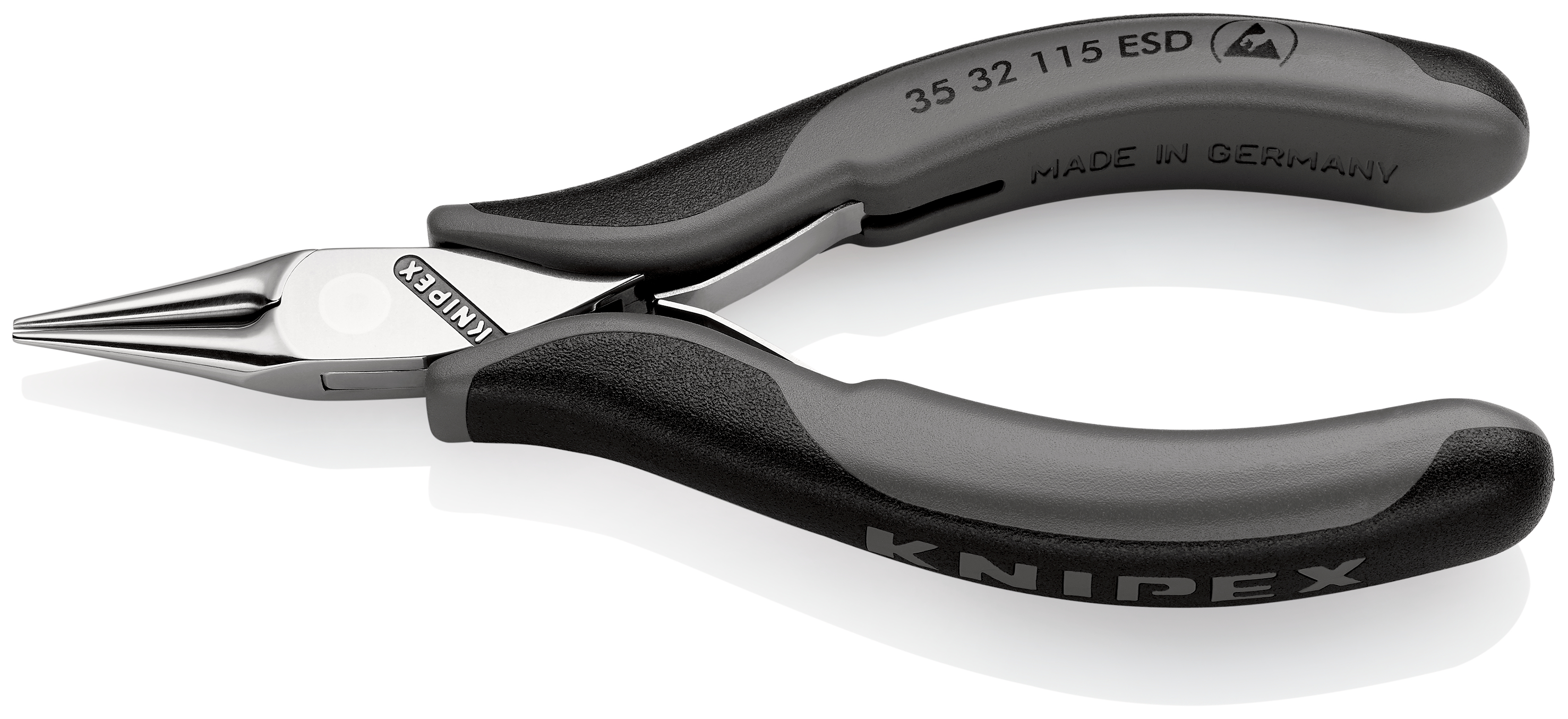 Knipex 35 32 Long Nose Pliers, 115 mm Overall, Straight Tip, 22,5mm Jaw, ESD