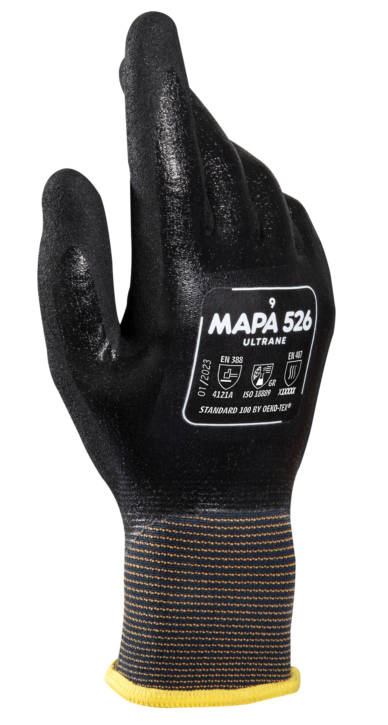 Mapa ULTRANE 526 Black Nitrile Nitrile Work Gloves, Size 10, Nitrile Coating