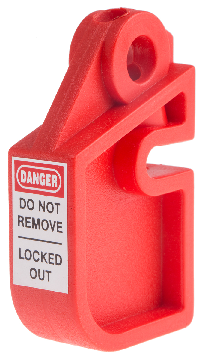 RS PRO Red 1-Lock ABS Universal Fuse Holder Lockout, 8.25mm Shackle, 4mm Attachment