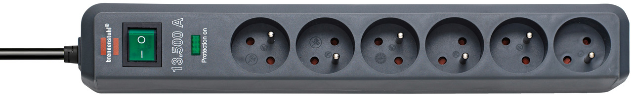 brennenstuhl Type E - French 6 Gang Distribution Unit, 1.4m Cable, No, 16A, 230 V, No, Surge Protected