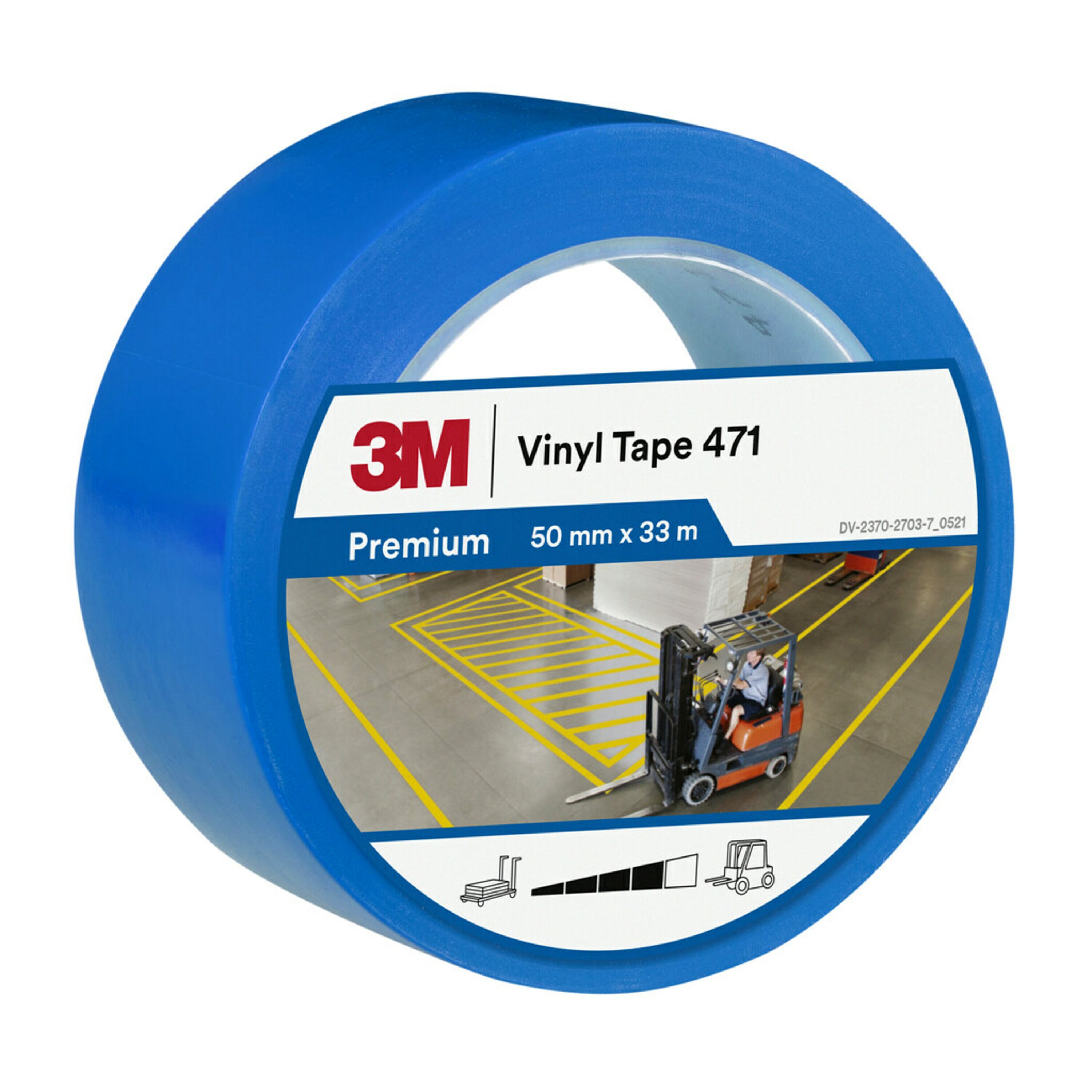 3M 471 Blue PVC 33m Hazard Tape, 0.14mm Thickness "471 Vinyl Tape"