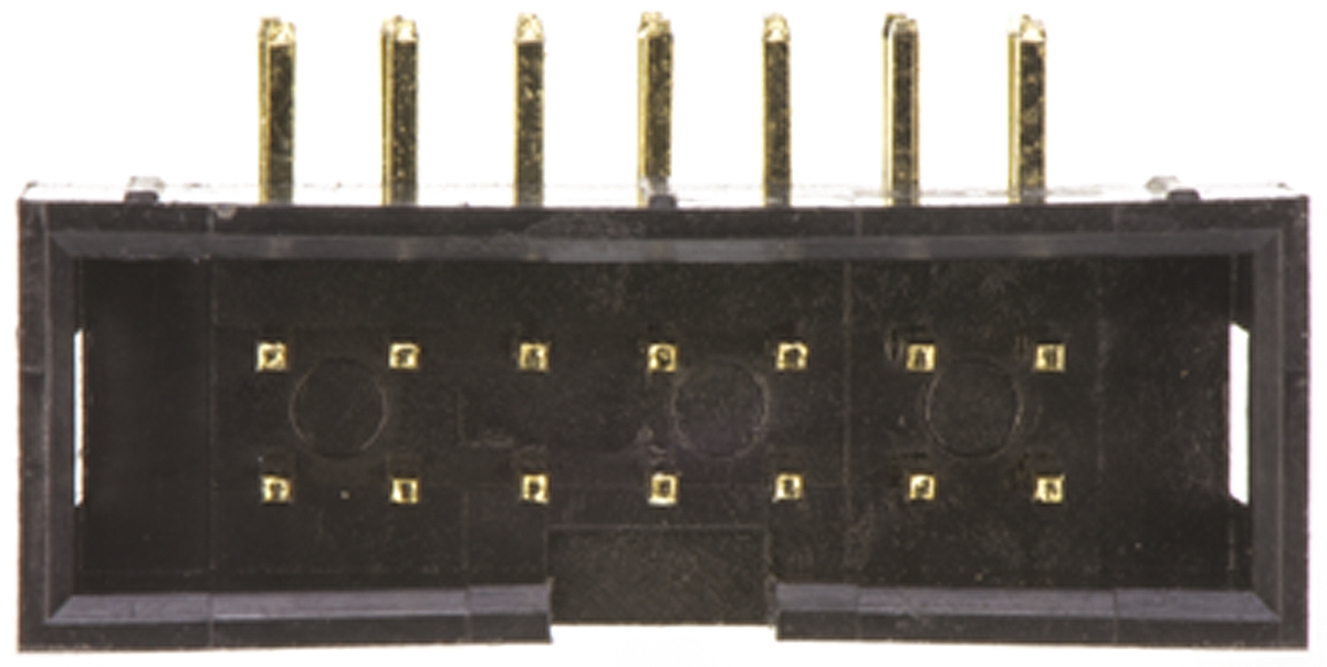 Amphenol Communications Solutions T821 Series Right Angle Through Hole PCB Header, 14 Contact(s), 2.54 mm Pitch, 2 Row,