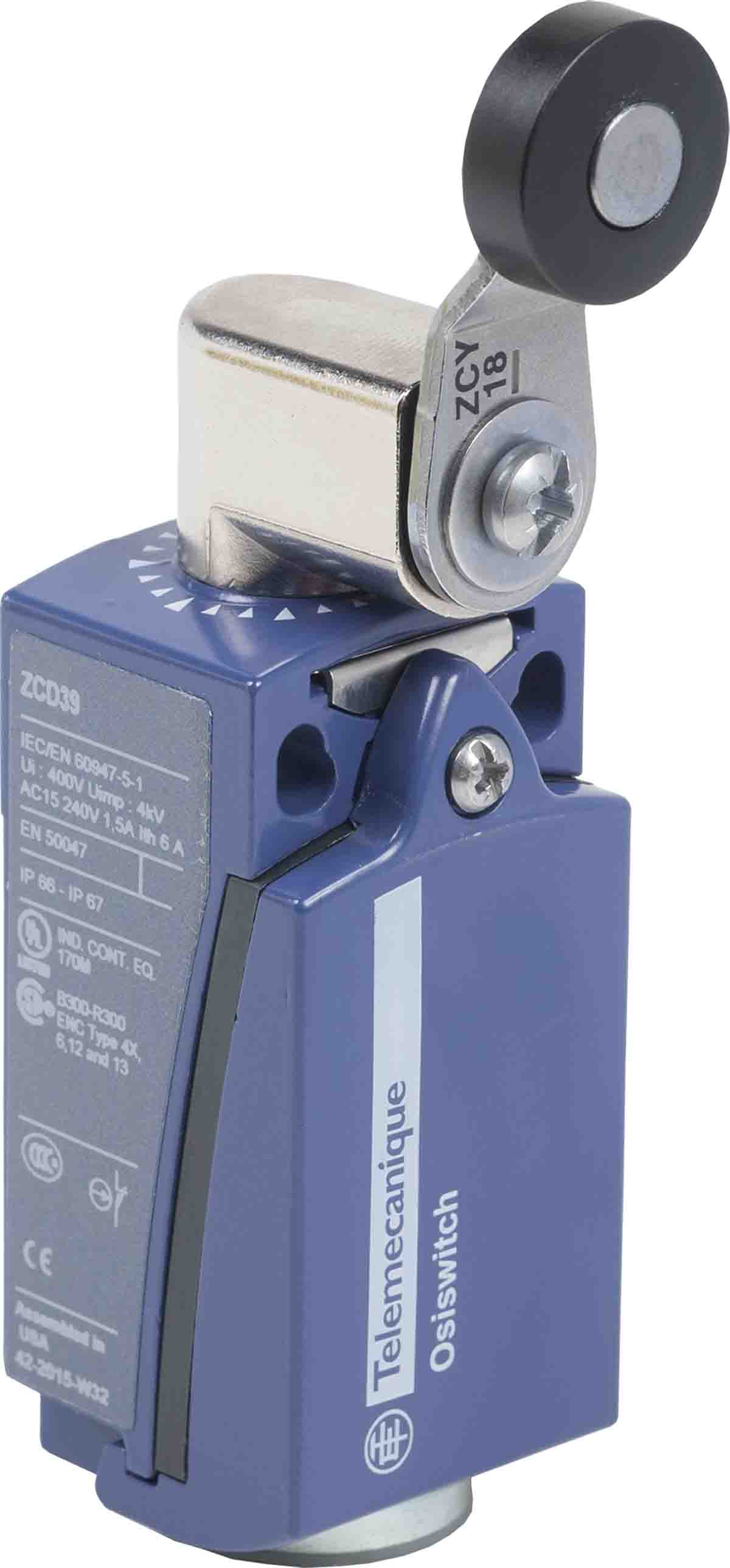 Telemecanique Sensors XCKD Series Roller Lever Limit Switch, 1NC/1NO, IP66, IP67, Zinc Alloy Housing, 10A Max