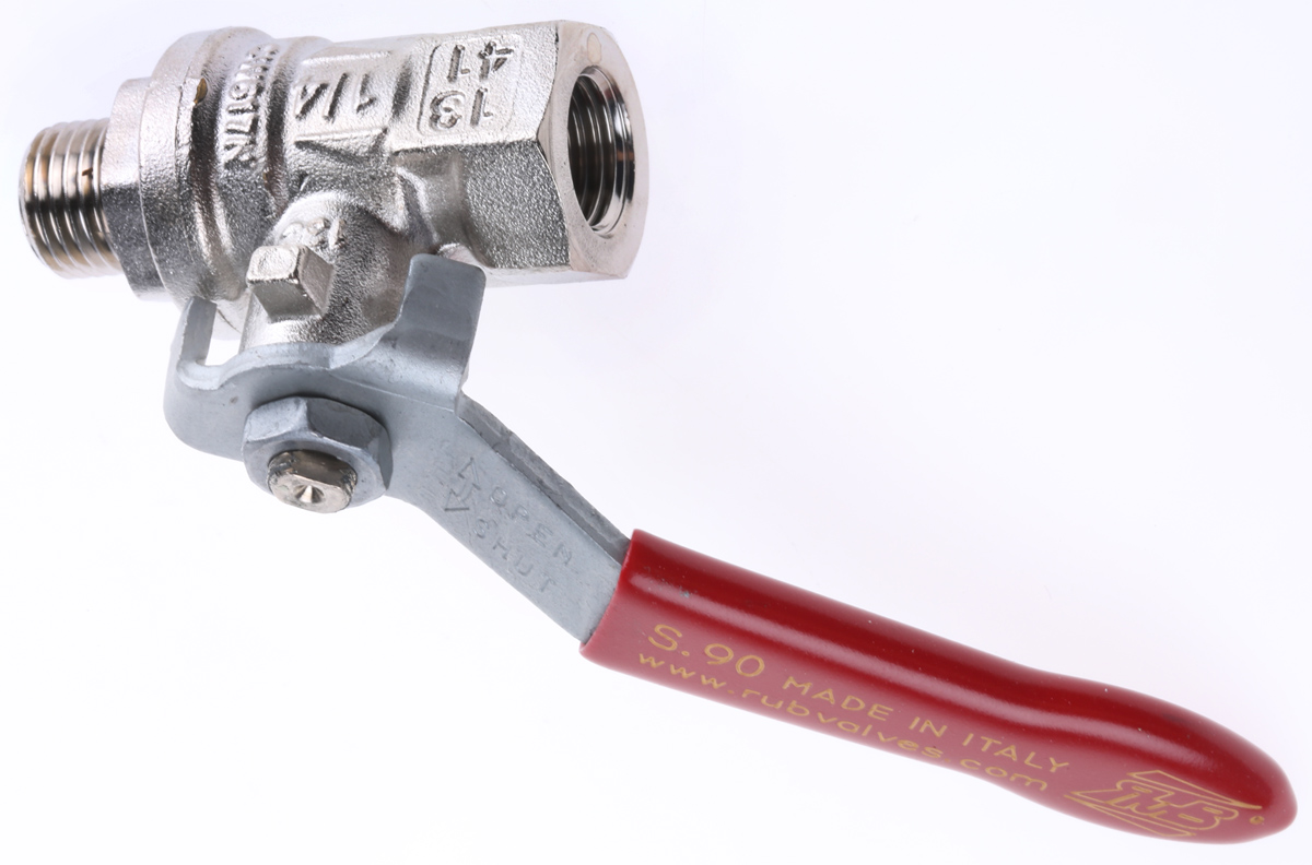 RS PRO Brass Full Bore, 2 Way, Ball Valve, Threaded, BSPP 6.35mm, 40 → 30bar Operating Pressure