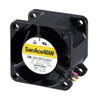 Sanyo Denki 9WP Series Axial Fan, 12 V dc, DC Operation, 11m³/h, 720mW, 60mA Max, IP68, 40 x 40 x 20mm