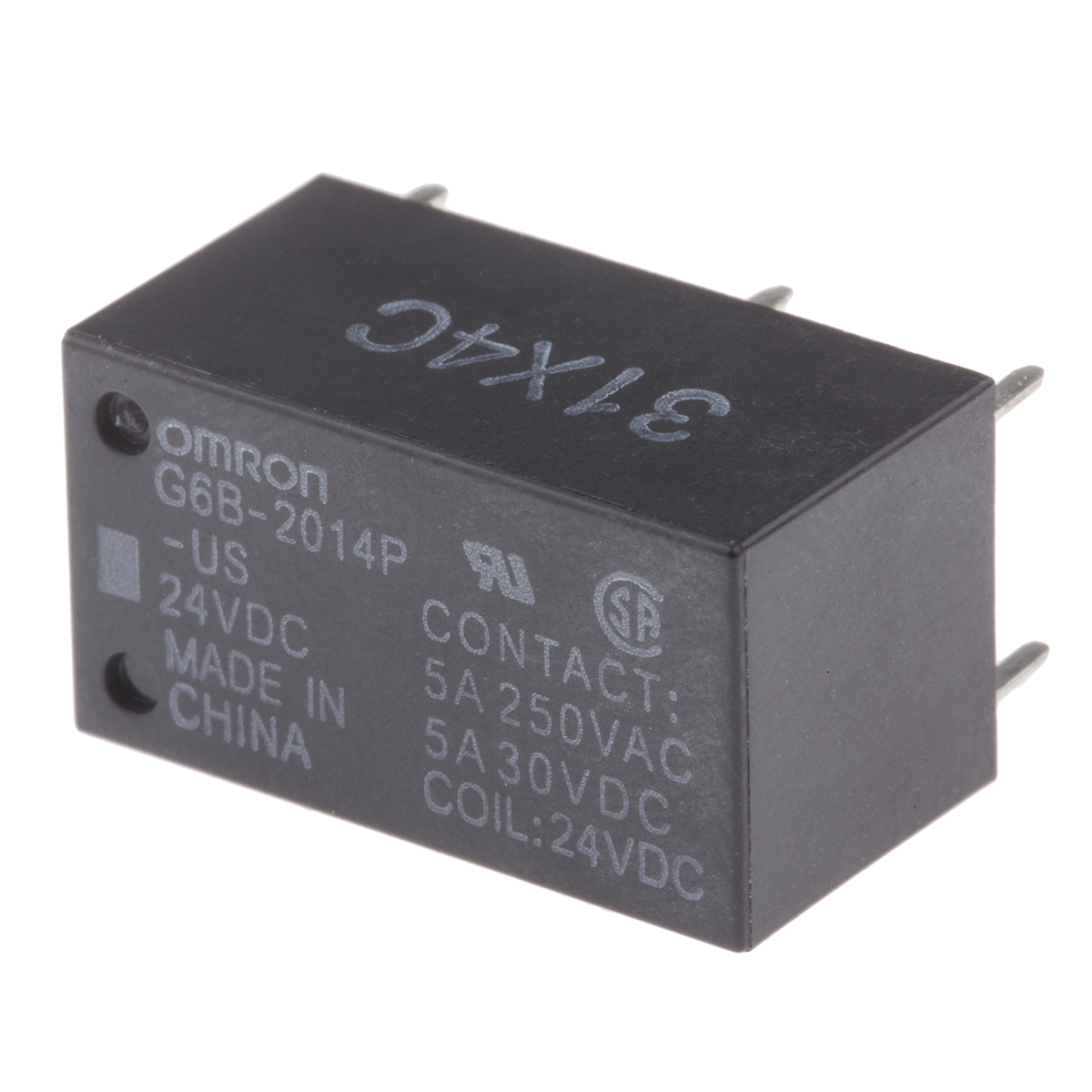 Omron PCB Mount Power Relay, 24V dc Coil, 5A Switching Current, DPST