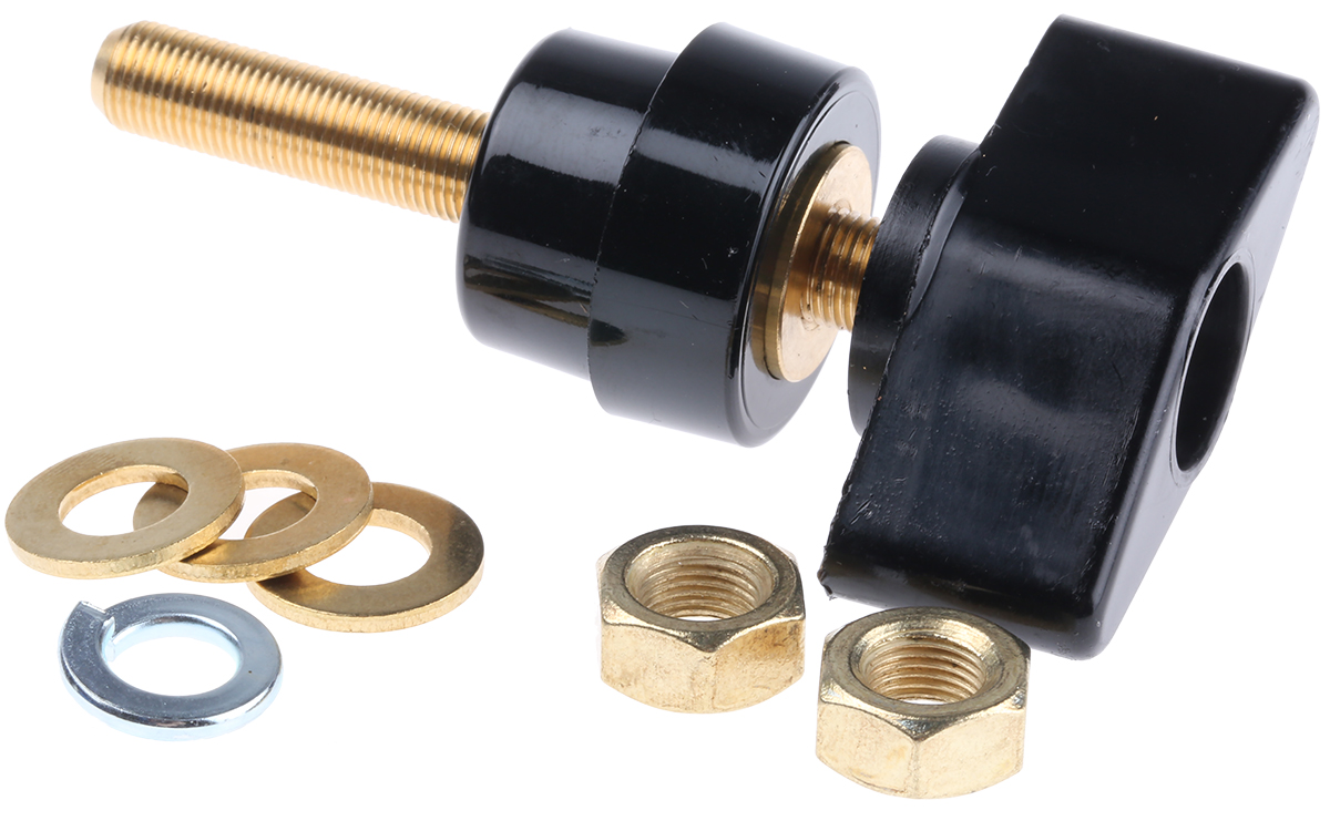 Schutzinger 4mm Black Terminal Post, 1kV, 100A, M8 x 0.75 Thread