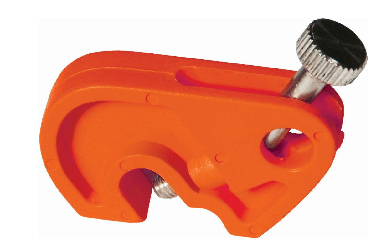 RS PRO Red 1-Lock ABS, Stainless Steel, Brass Miniature Circuit Breaker Lockout, 7.65mm Shackle, 7mm Attachment