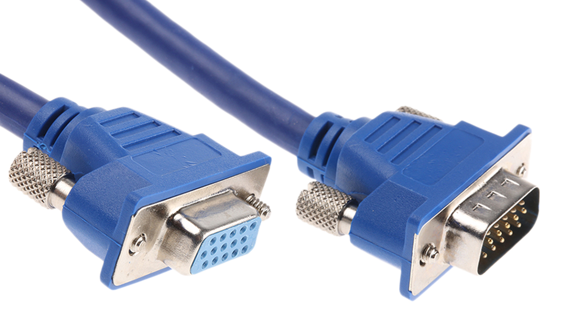 RS PRO Male VGA to Female VGA Cable, 15m Blue
