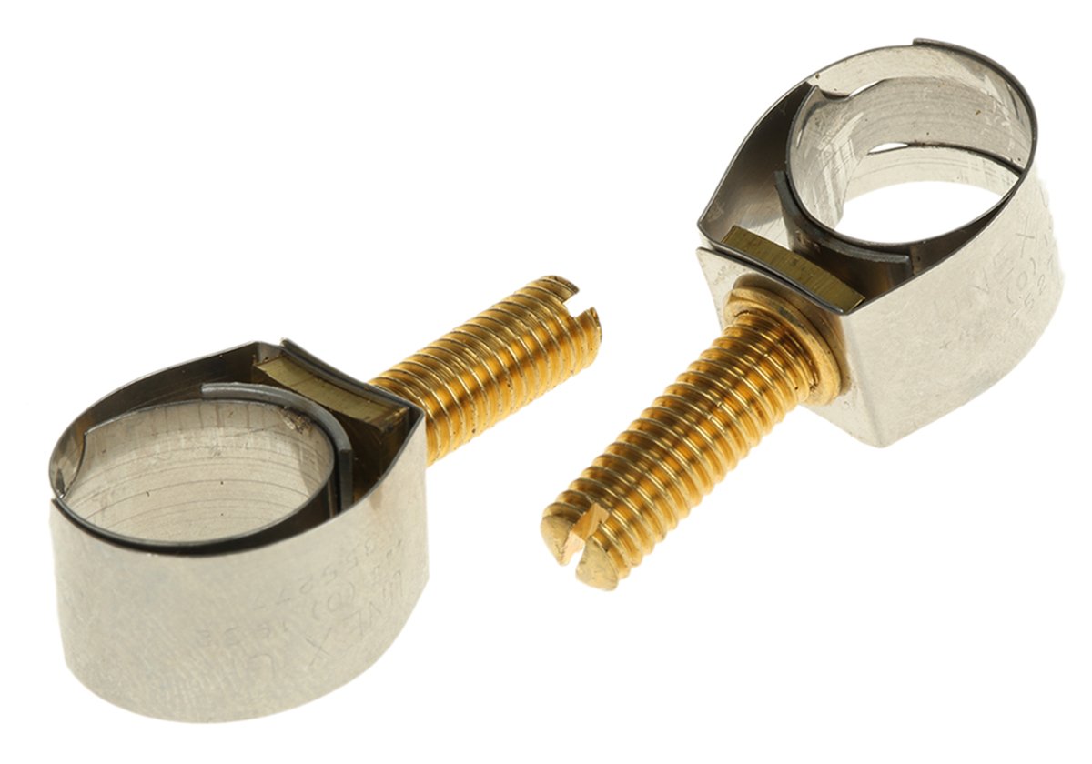 Unex Brass (Bolt), Stainless Steel Slotted Screw Unex, 11mm Band Width, 9.6 → 14mm ID