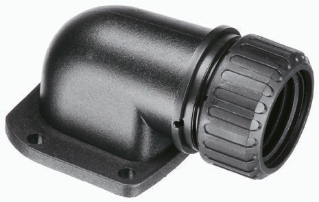 Adaptaflex 90° Panel Mounting Flange, Conduit Fitting, 32mm Nominal Size, Nylon 66, Black IP67 rating
