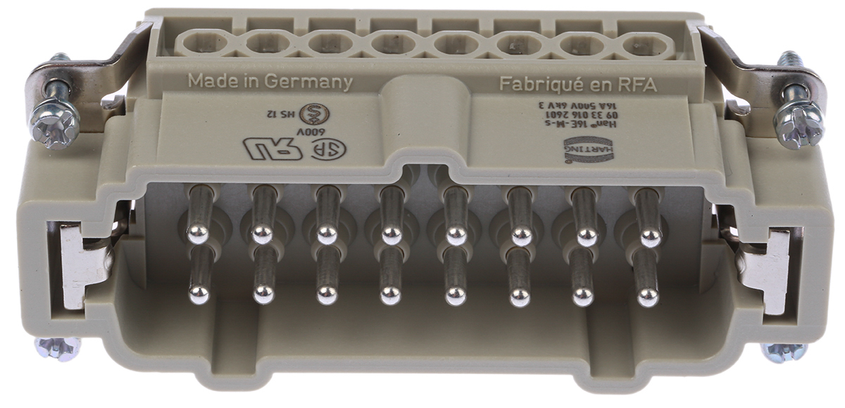 HARTING Heavy Duty Power Connector Insert, 16A, Male, Han E Series, 16 Contacts