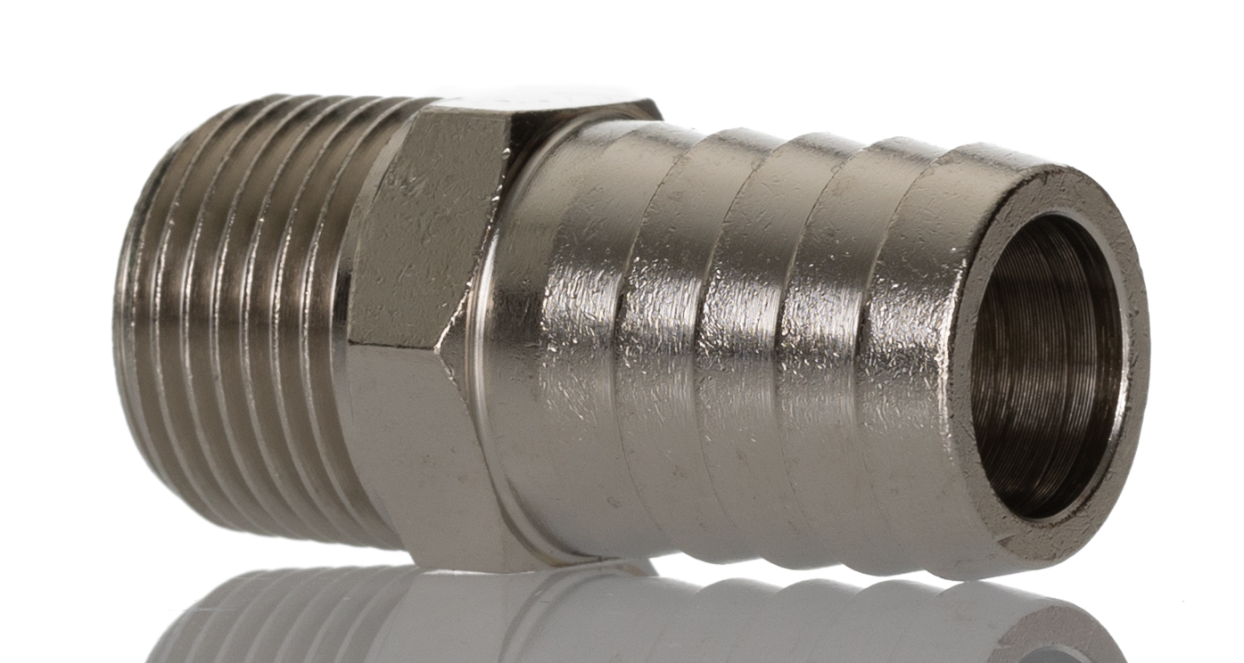 RS PRO Hose Connector Hose Tail Adaptor, BSPT 3/8in 16mm ID, 5 MPa, 50 bar