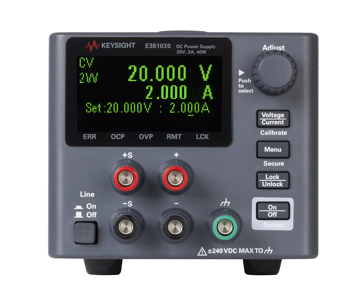 Keysight Technologies E36100B Series Digital Bench Power Supply, 20V, 2A, 1-Output, 40W - UKAS Calibrated