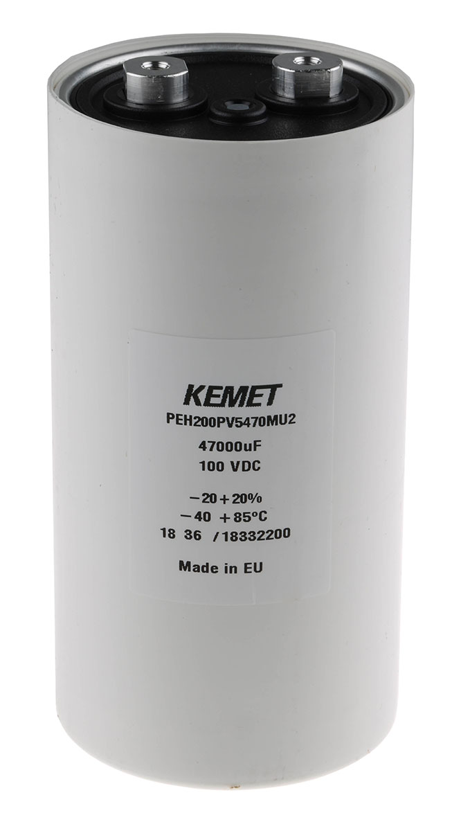 KEMET 47000μF Aluminium Electrolytic Capacitor 100V dc, Screw Terminal - PEH200PV5470MU2