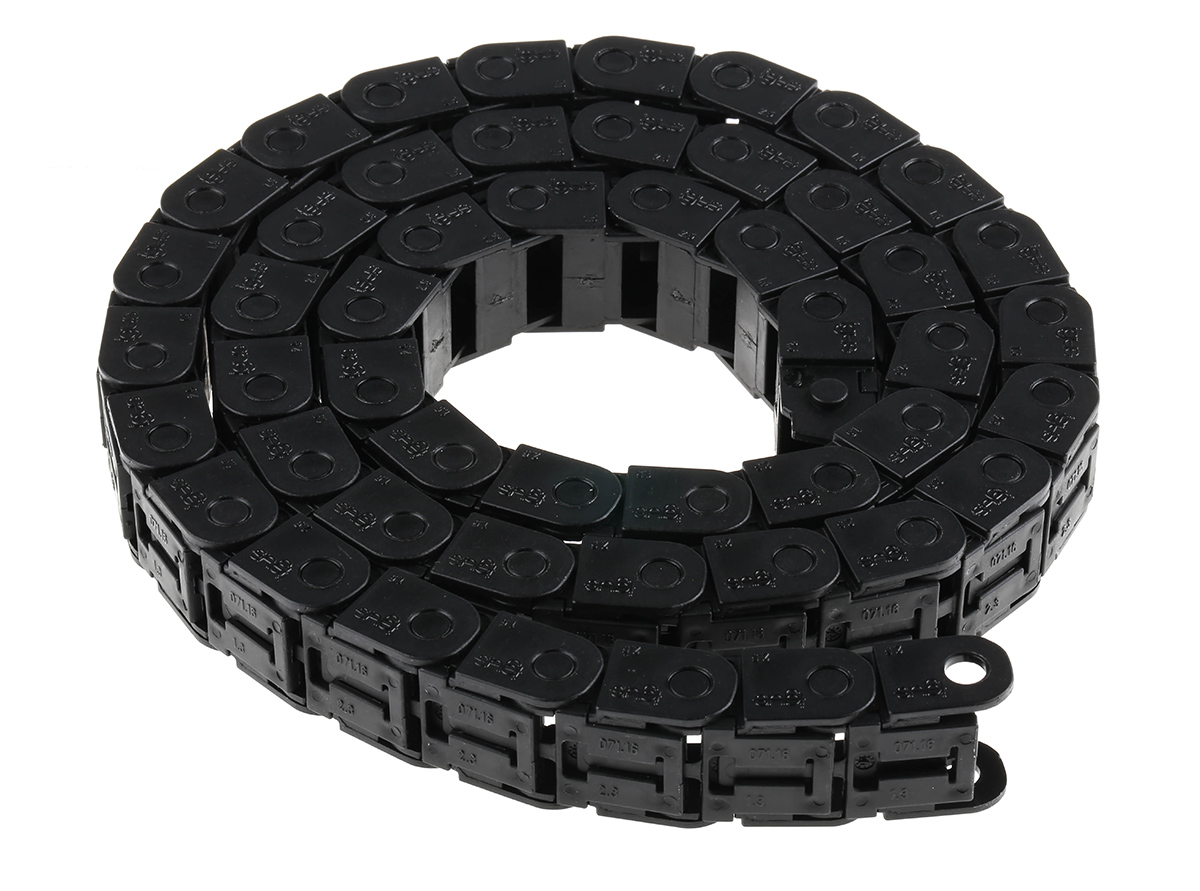 Igus 7, e-chain Black Cable Chain - Flexible Slot, W22.5 mm x D15mm, L1m, 38 mm Min. Bend Radius, Igumid G