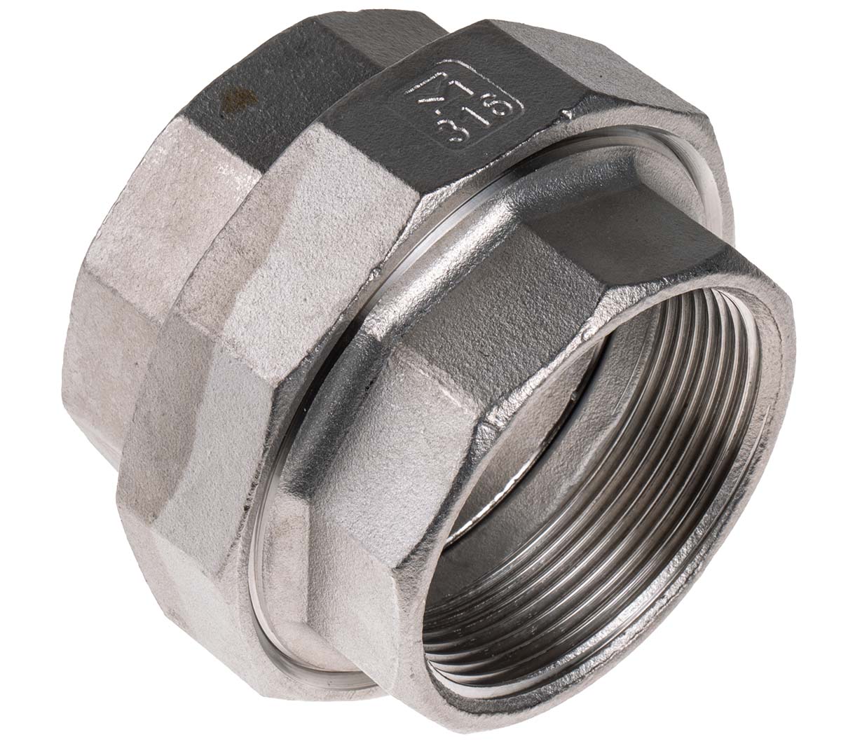 RS PRO Stainless Steel Pipe Fitting, Straight Decagon Union, Female G 2in x Female G 2in