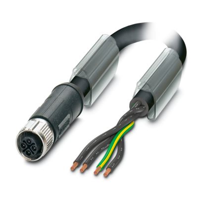 Phoenix Contact 0-PUR/M12FSS PE, SAC-4P- 3 1.5 mm² 3 Core Power Cable, Black/Grey Polyurethane PUR, 4m