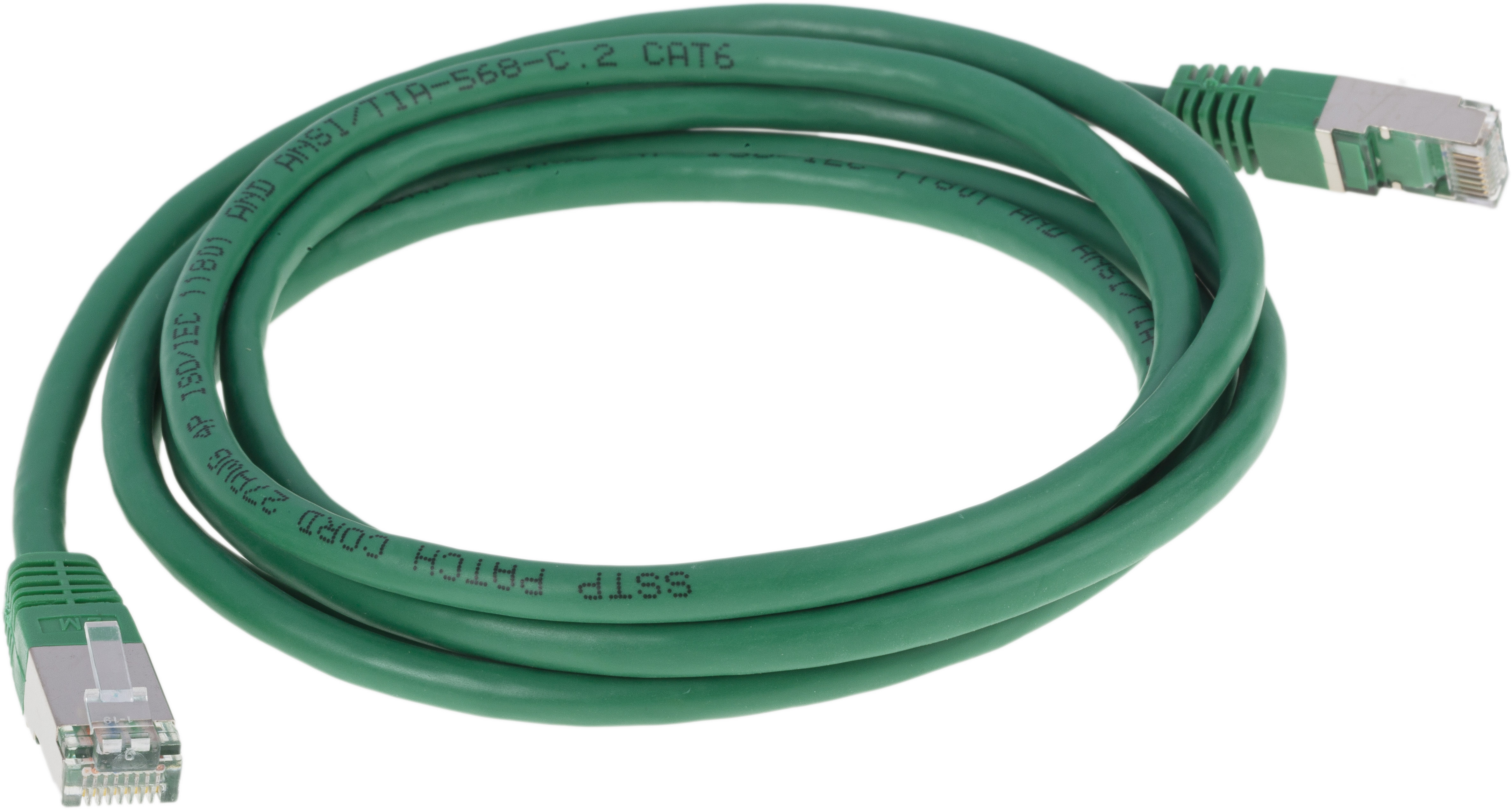 RS PRO, 2m Cat6, Green RJ45 to Male RJ45 Male, S/FTP Shielded, Terminated PVC Sheath