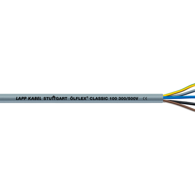 Lapp ÖLFLEX CLASSIC 100 Control Cable, 7 Cores, 0.75 mm² CSA 18 AWG, Unscreened, 50 m, Grey Polyvinyl Chloride Sheath
