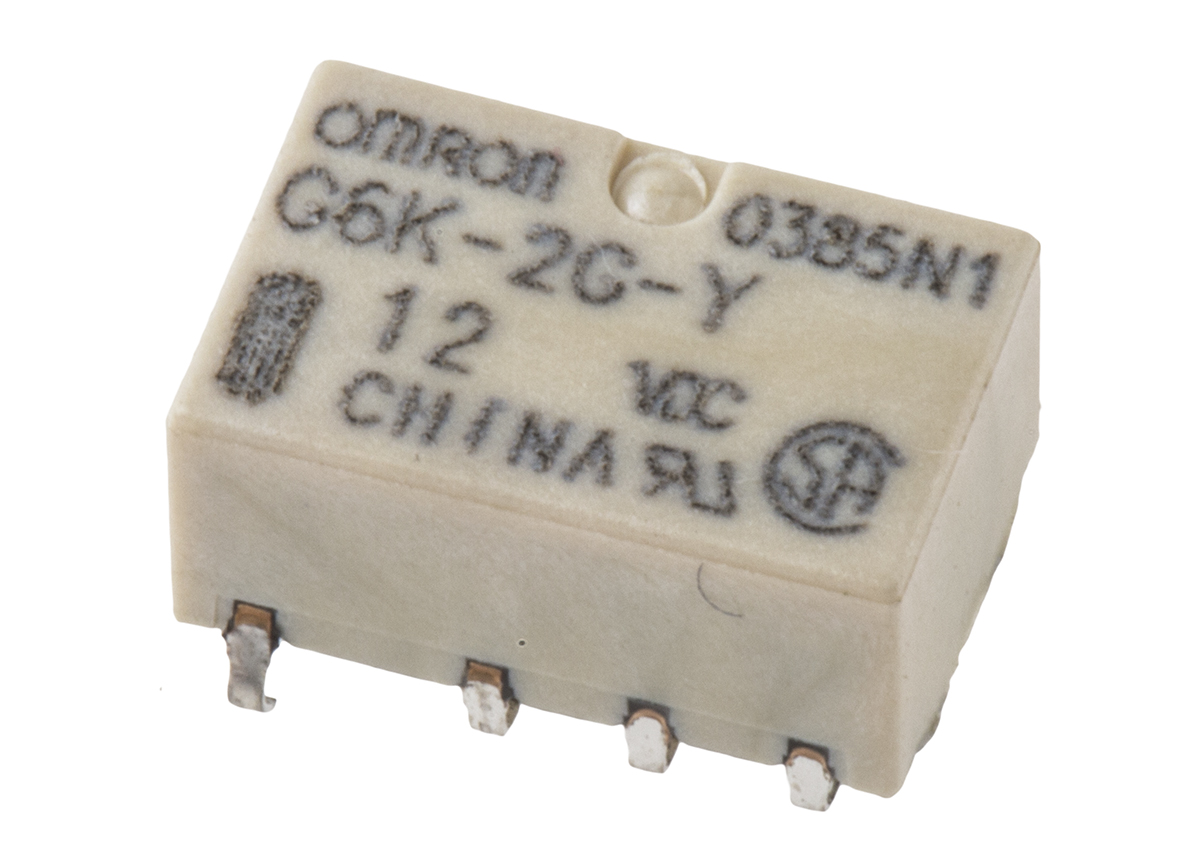 Omron PCB Mount Signal Relay, 12V dc Coil, 1A Switching Current, DPDT