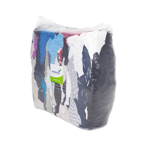 Smartora T-Shirt Rags 10Kg Multi Colour Cotton Wipes for General Purpose, Dry Use, Bag, Repeat Use