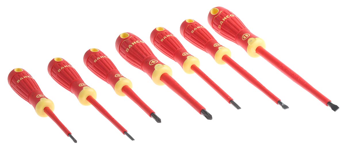 Bahco B220.007 Phillips; Slotted Insulated Screwdriver Set, 7-Piece
