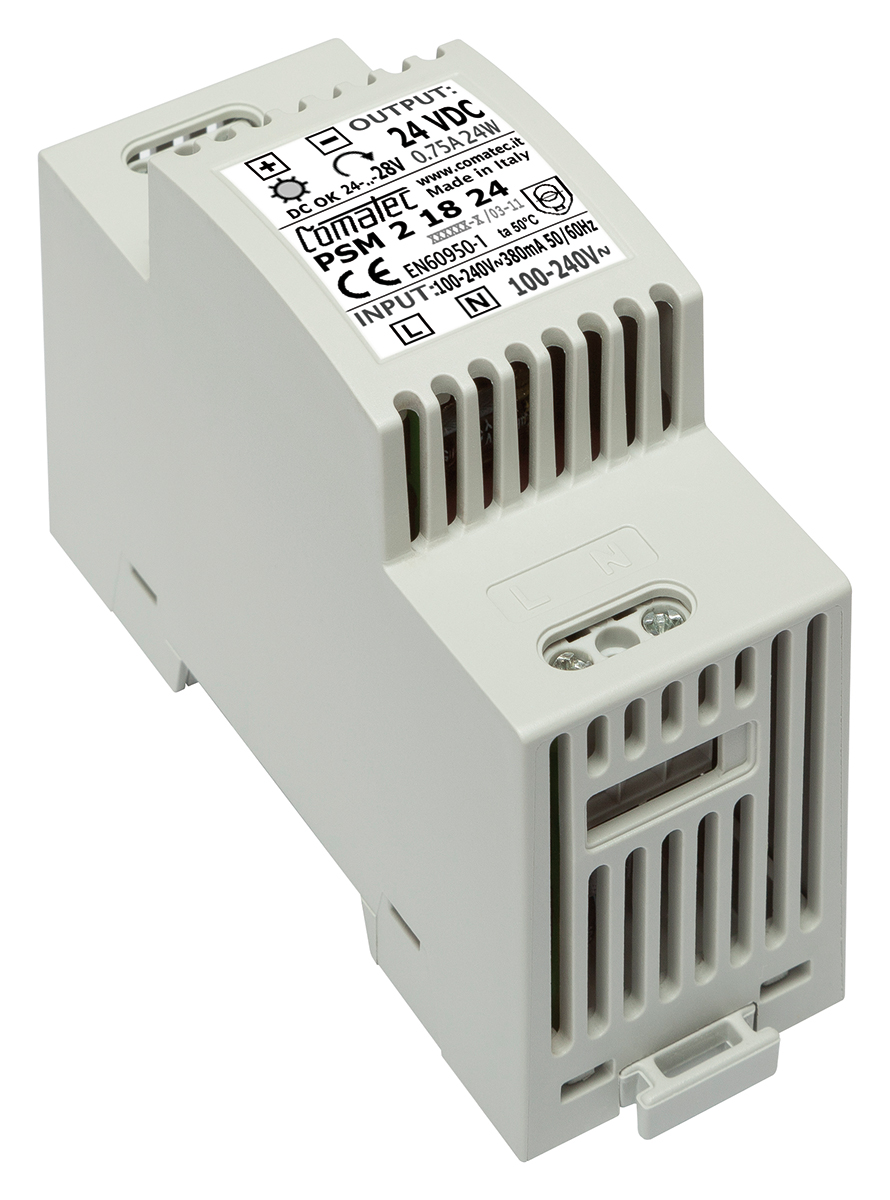 Comatec PSM2 Switched Mode DIN Rail Power Supply, 90 → 260V ac ac Input, 24V dc dc Output, 750mA Output, 18W